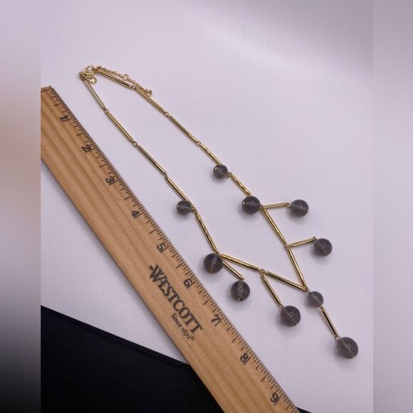 ANN TAYLOR Glass Bead & Gold Modern Statement Necklace Modern Contemporary Goth - Picture 6 of 6